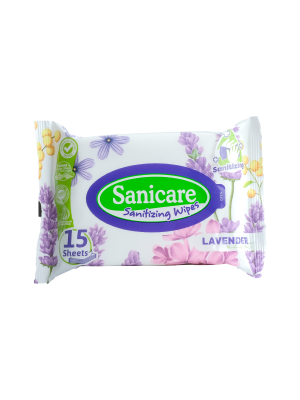 Sanicare Lavender Sanitizing Wipes 15 Sheets (1 Pack)