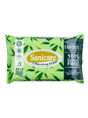 Sanicare Bamboo Cleansing Wipes  35+5 Sheets (1 Pack)