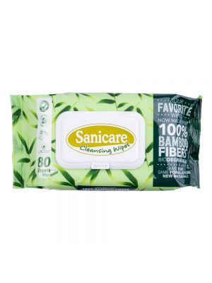 Sanicare Bamboo Cleansing Wipes - 80 Sheets (1 Pack)